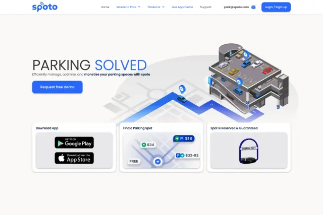 Spoto smart parking website — view live website