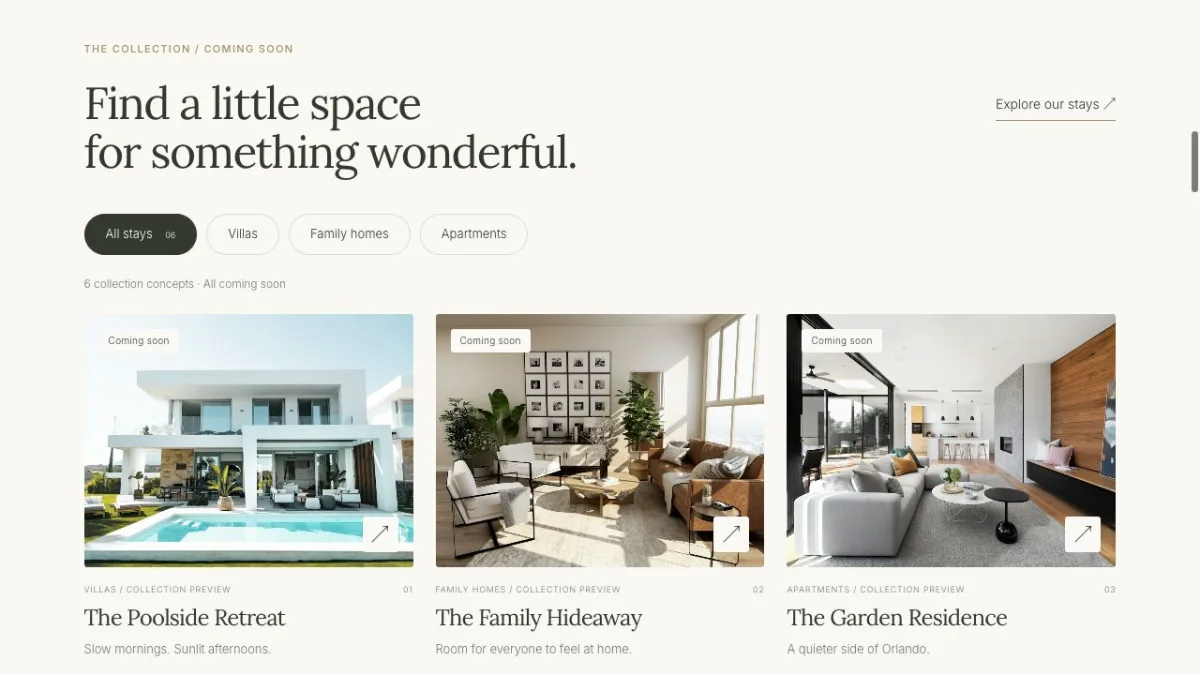 Calierra — Organic: Hospitality collection and supporting content in the Organic direction.